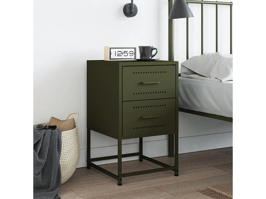 Mesa de cabeceira 36x39x60,5 cm aço verde azeitona