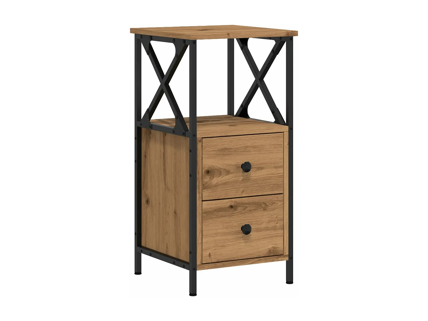 Table de chevet chêne artisanal 34x35,5x70 cm bois d'ingénierie