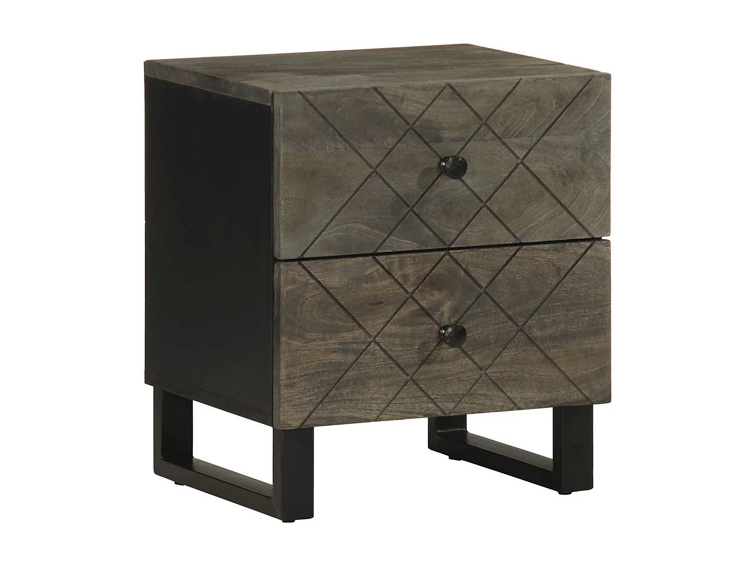 Tables de chevet 2 pièces noir 40x33x46 cm bois de manguier solide