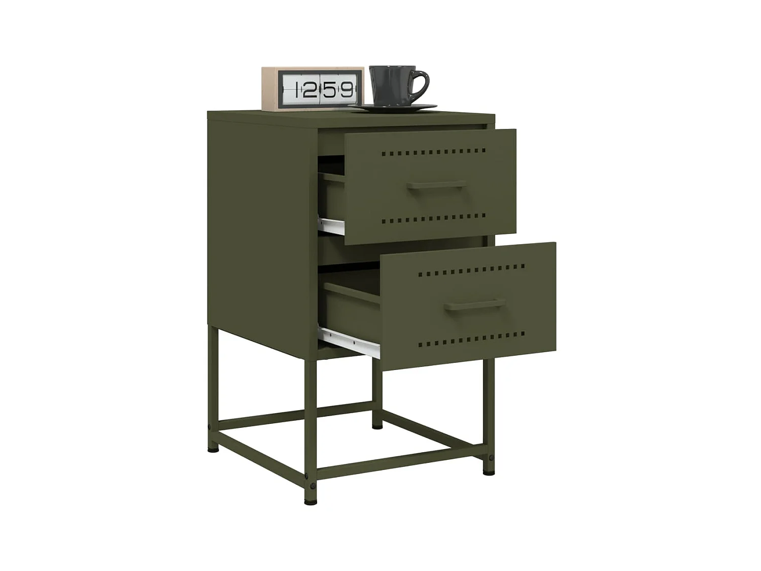Tables de chevet 2 pièces vert olive 36x39x60,5 cm acier