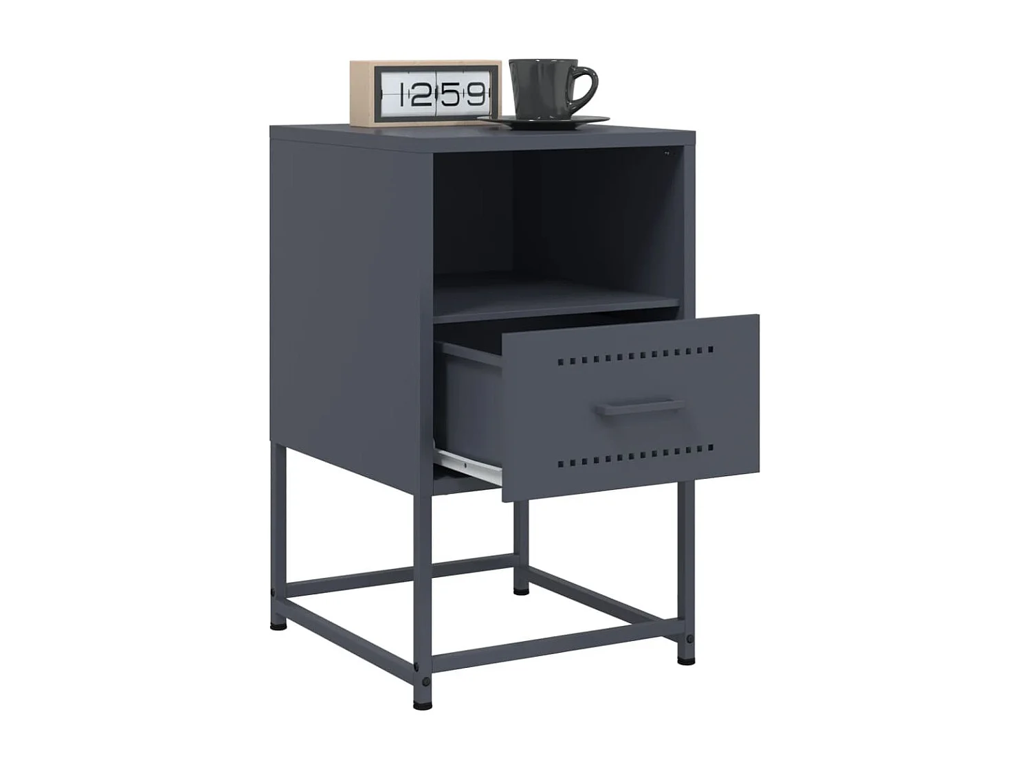 Tables de chevet 2 pièces anthracite 36x39x60,5 cm acier