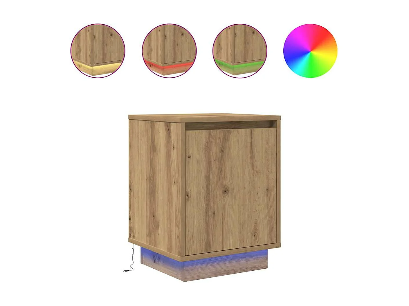 Tables de chevet lumières LED 2pièces chêne artisanal 38x34x50cm