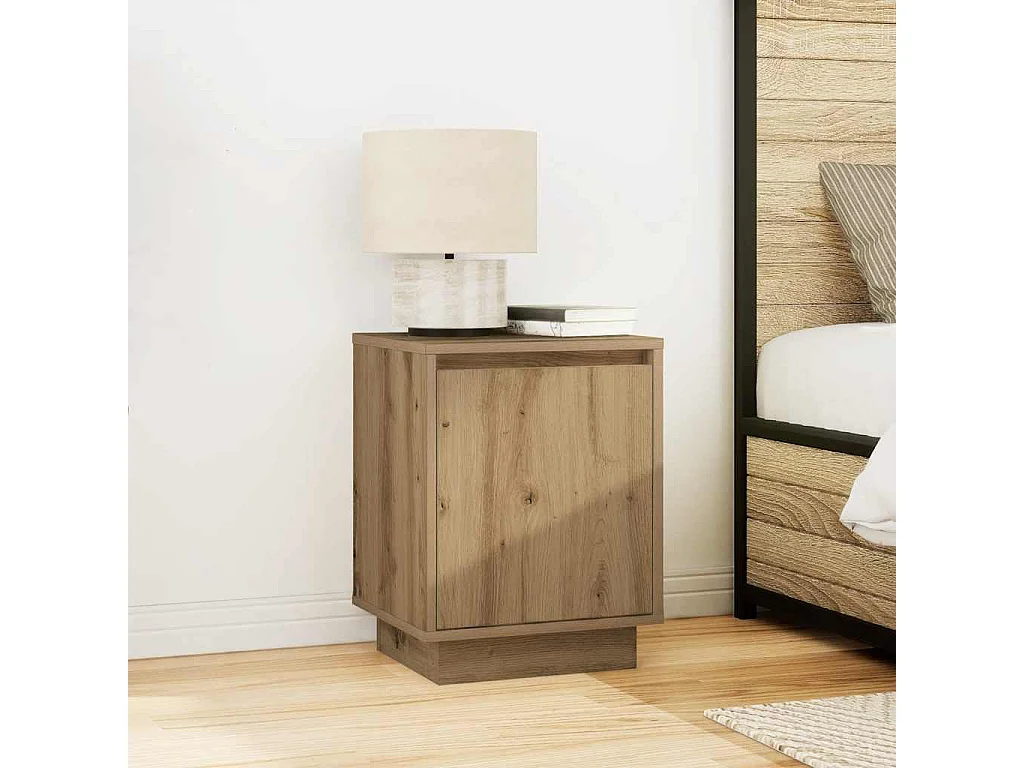 Tables de chevet lumières LED 2pièces chêne artisanal 38x34x50cm