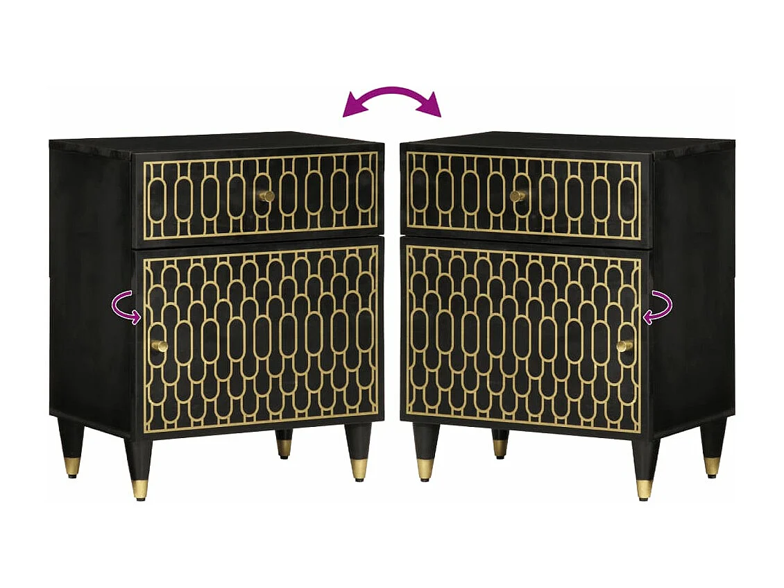 Table de chevet 50x33x60 cm bois de manguier massif