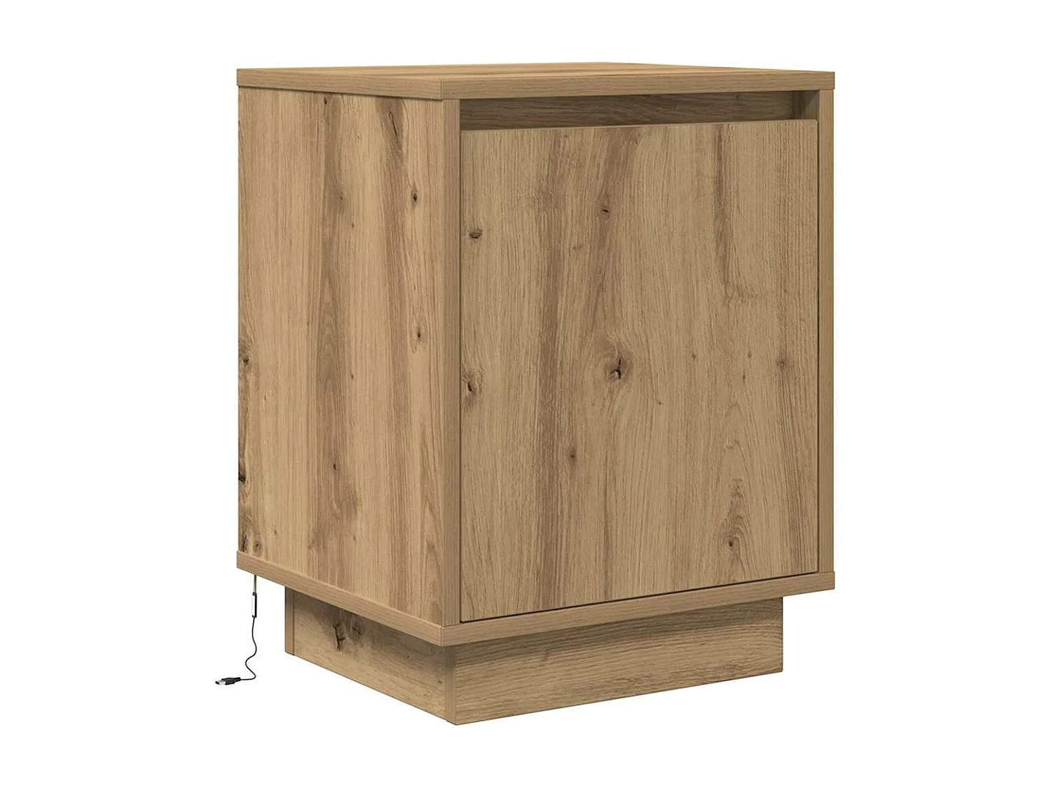 Table de chevet et lumières LED chêne artisanal 38x34x50 cm