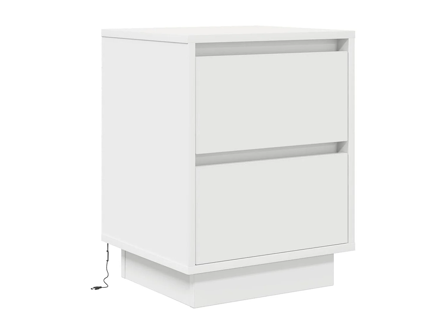 Tables de chevet avec lumières LED 2 pièces blanc 38x34x50 cm