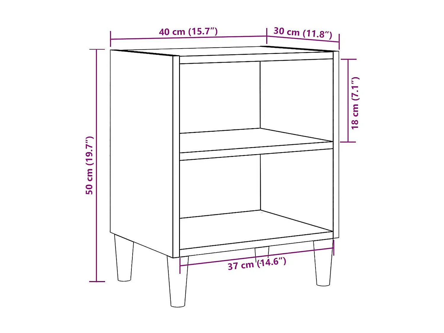 Tables de chevet 2 pièces chêne artisanal 40x30x50 cm