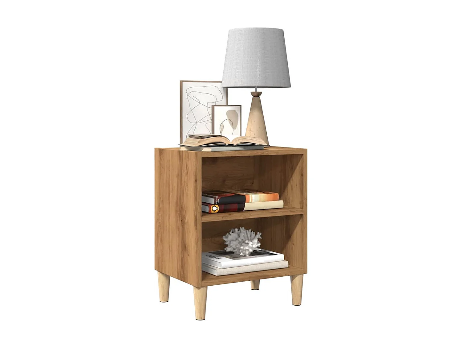 Nachtkastjes 2 st 40x30x50cm bewerkt hout artisanaal eikenkleur