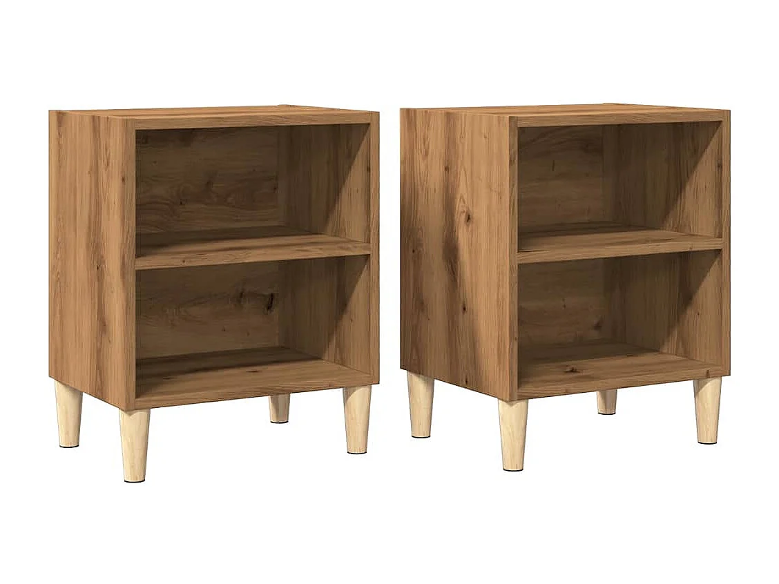 Nachtkastjes 2 st 40x30x50cm bewerkt hout artisanaal eikenkleur