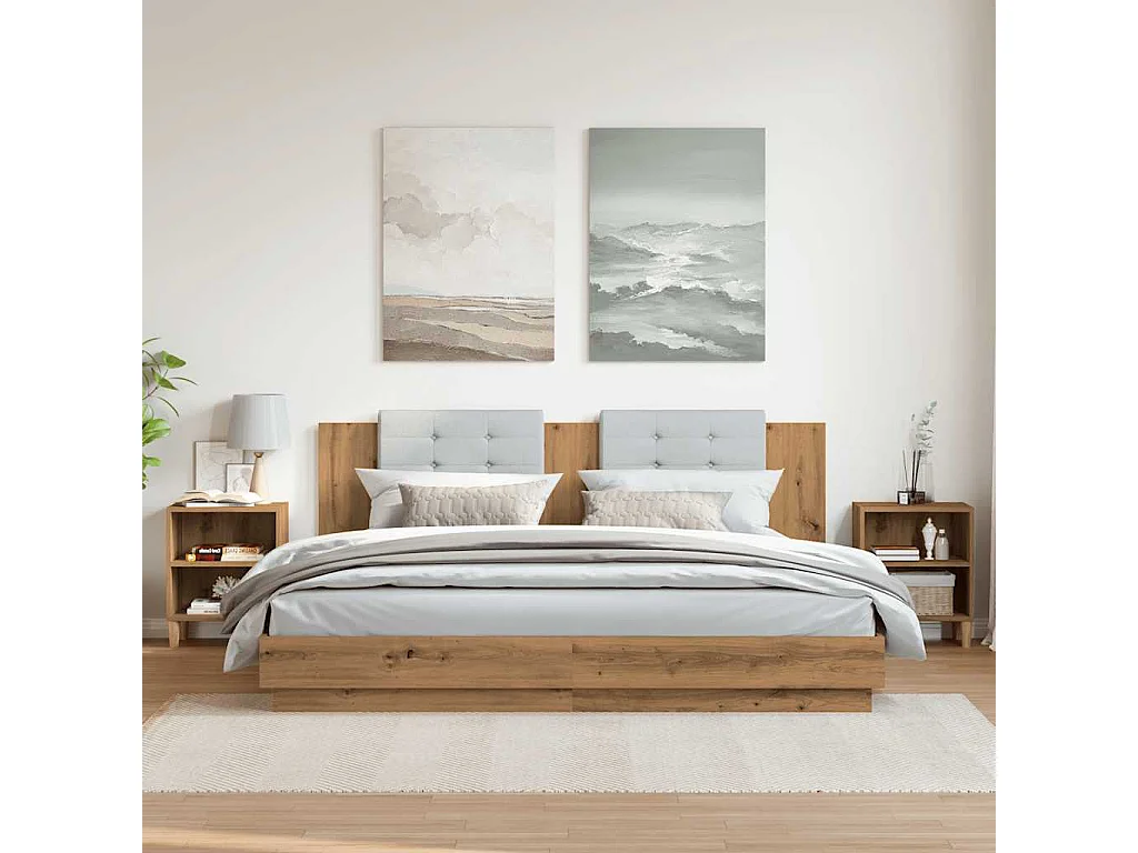 Nachtkastjes 2 st 40x30x50cm bewerkt hout artisanaal eikenkleur