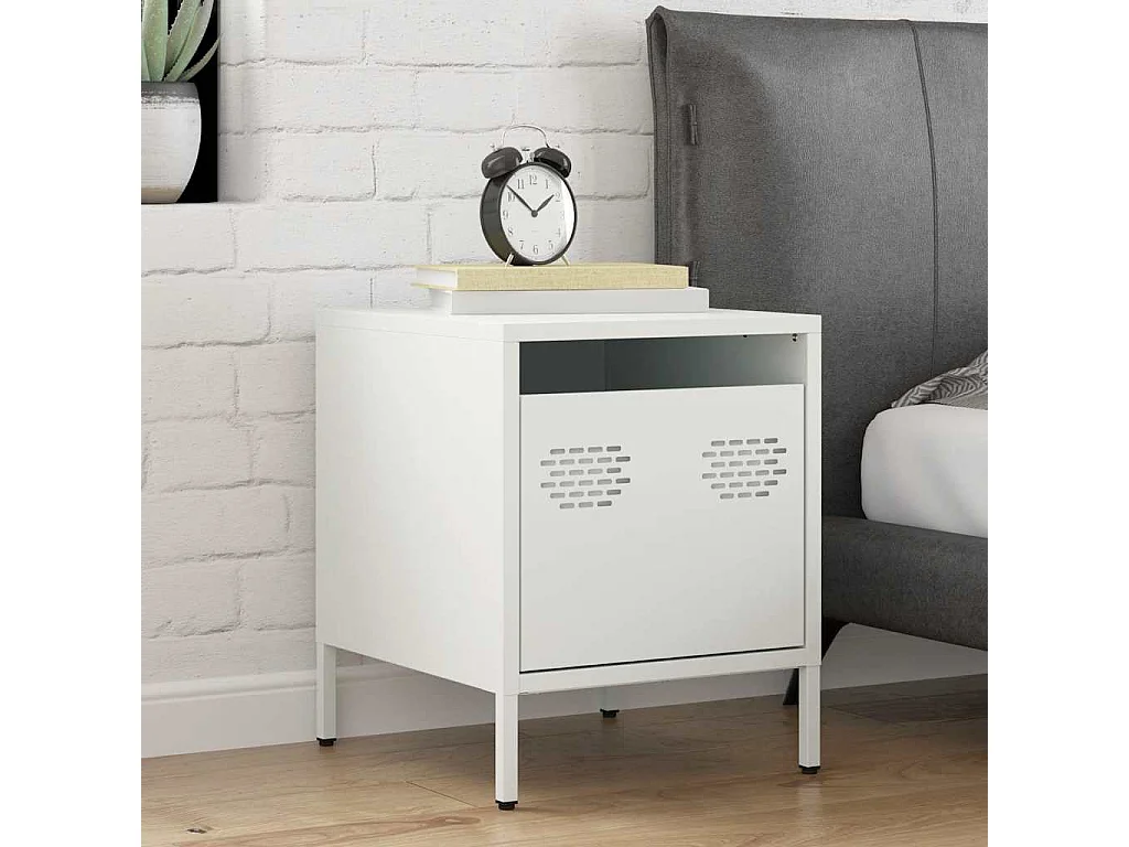 Table de chevet blanc 35x39x43,5 cm acier