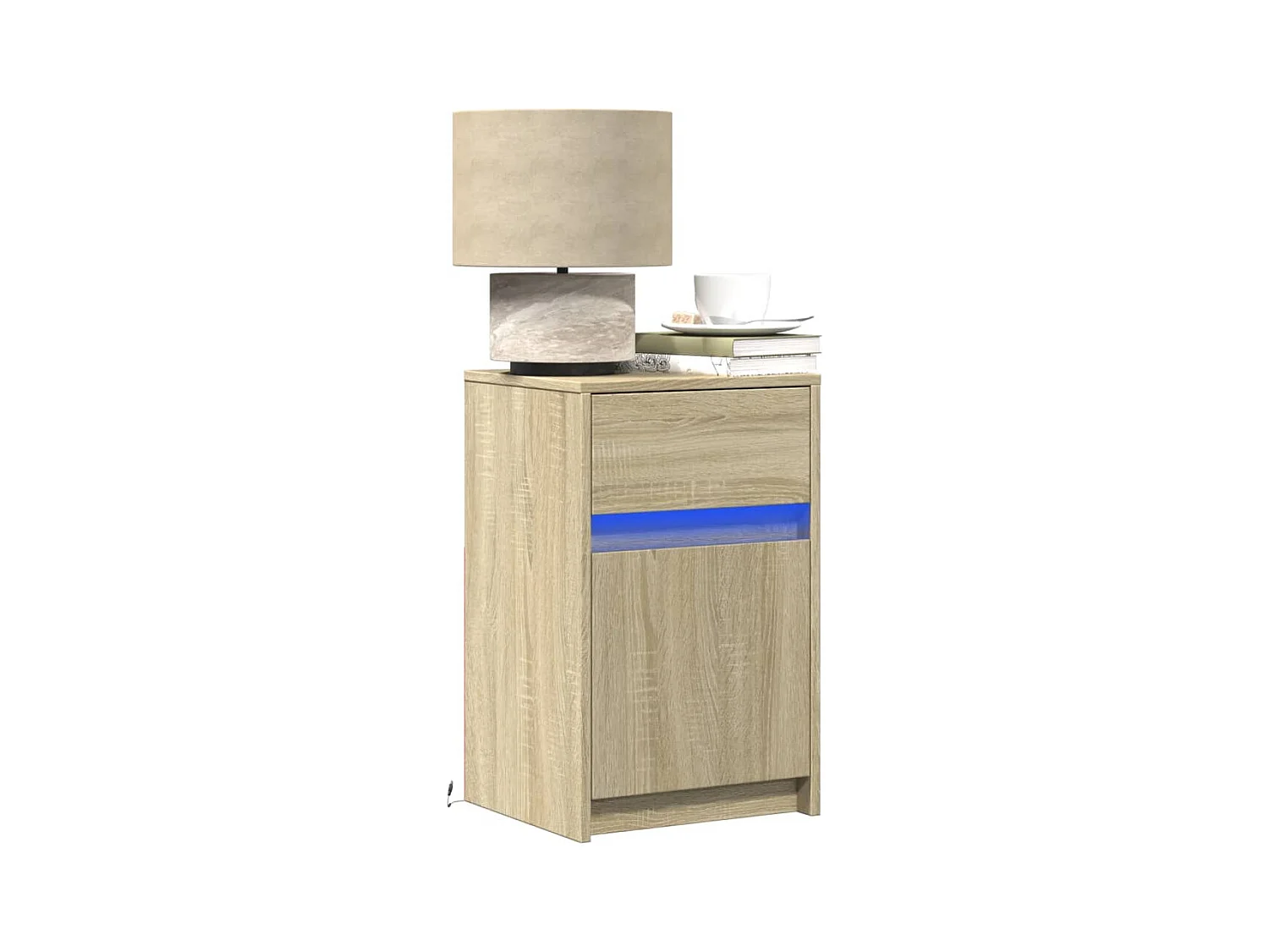 Tables de chevet et lumières LED 2 pièces chêne sonoma
