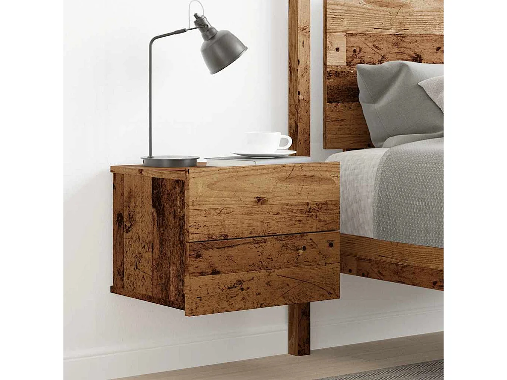 Table de chevet murale vieux bois 40x32x30 cm