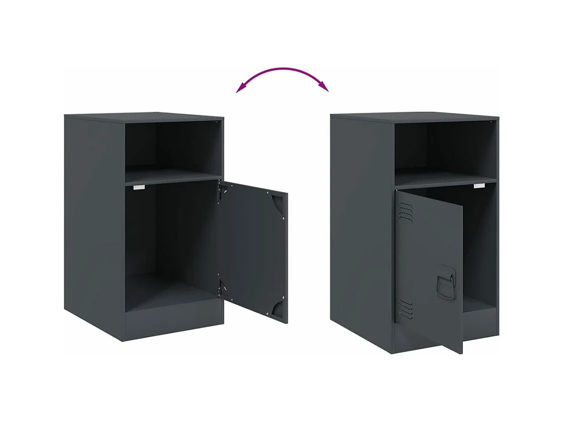 Mesita de noche acero gris antracita 34,5x39x62 cm