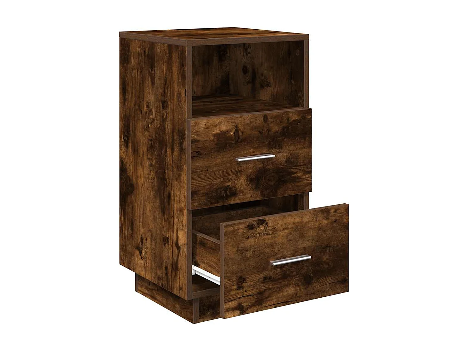 Table de chevet avec 2 tiroirs chêne fumé 36x36x68 cm