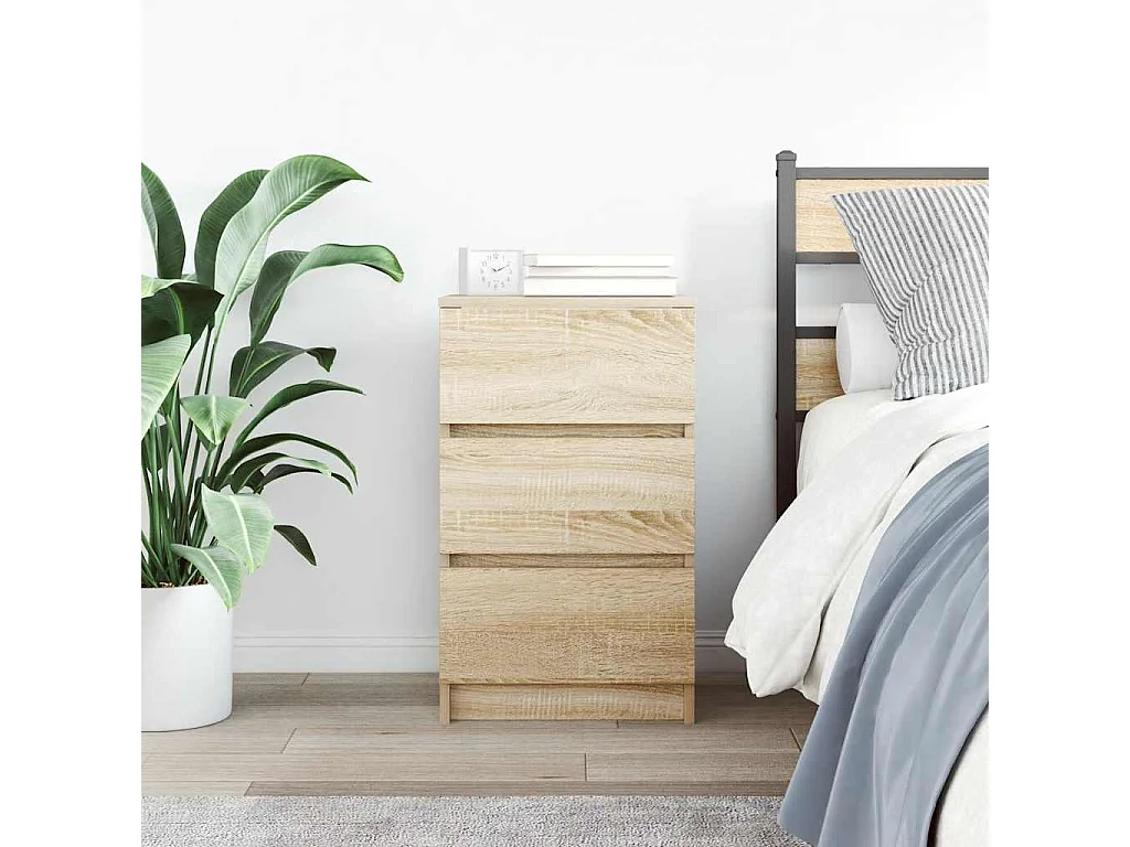 Table de chevet avec 3 tiroirs chêne sonoma 39x35x65 cm
