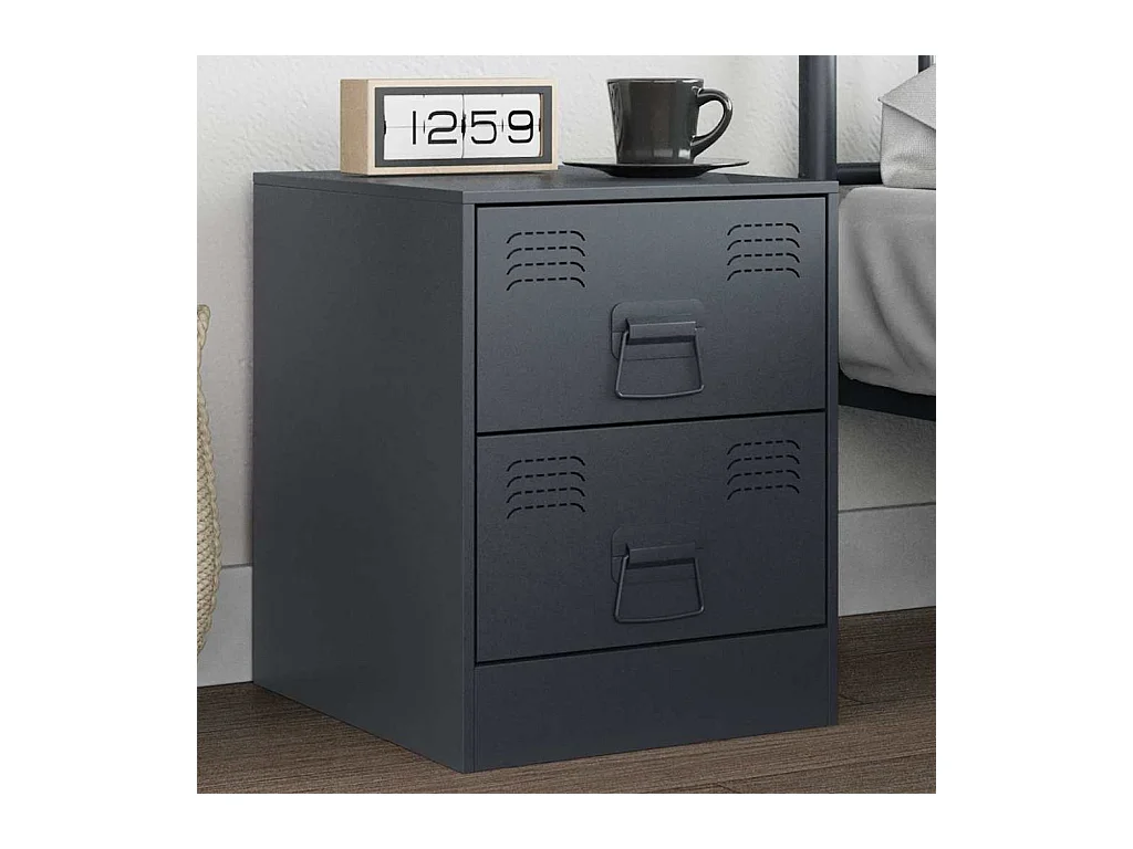 Table de chevet anthracite 34,5x39x44 cm acier