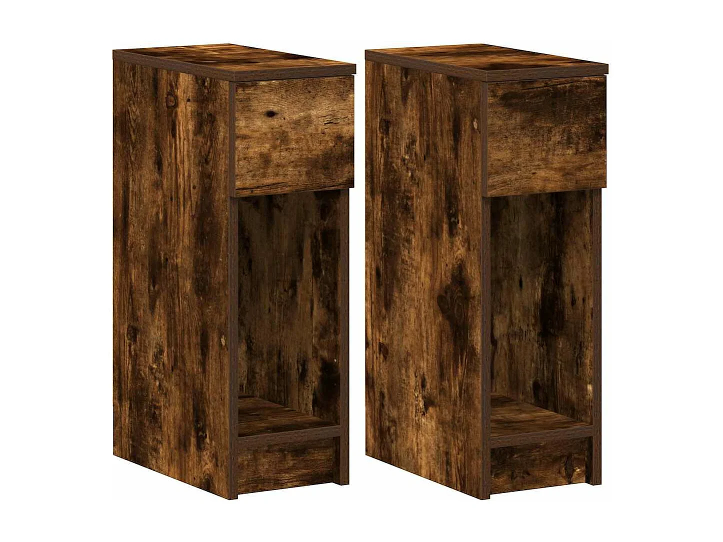 Tables de chevet avec tiroir 2 pièces chêne fumé 20x36x60 cm