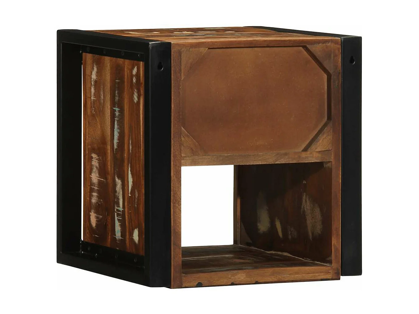 Mesa de cabeceira multicor 40x35x40cm madeira maciça recuperada