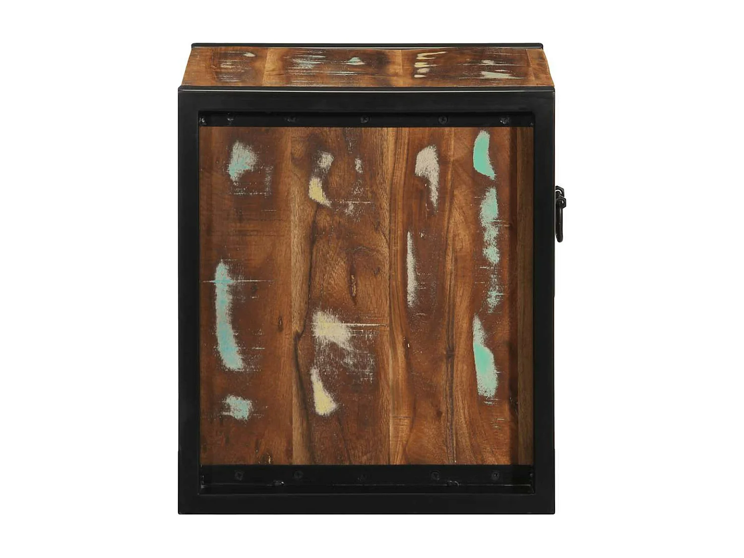 Mesa de cabeceira multicor 40x35x40cm madeira maciça recuperada