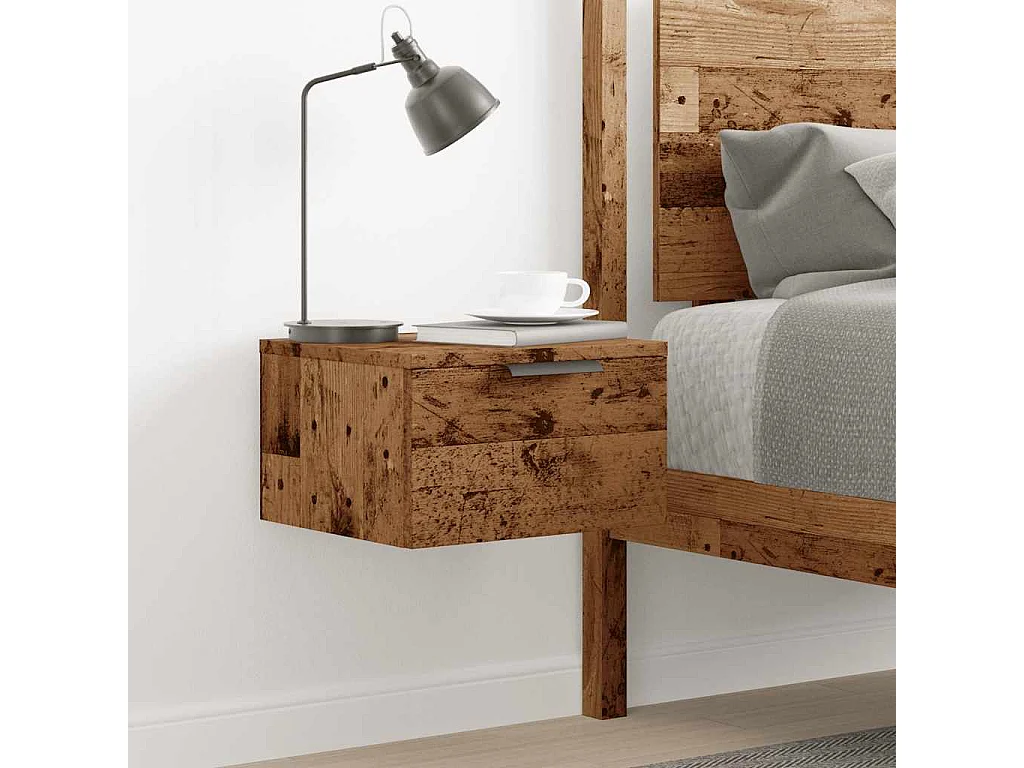 Table de chevet murale vieux bois 34x30x20 cm