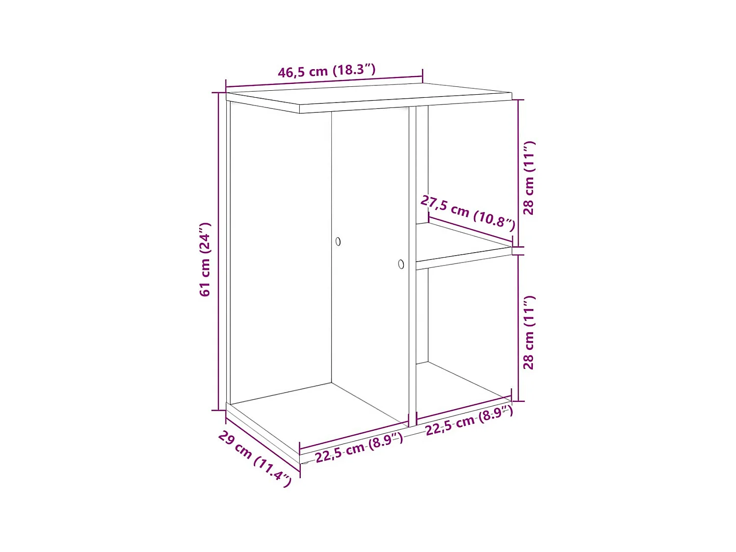Table de chevet chêne noir 46,5x29x61 cm bois d’ingénierie