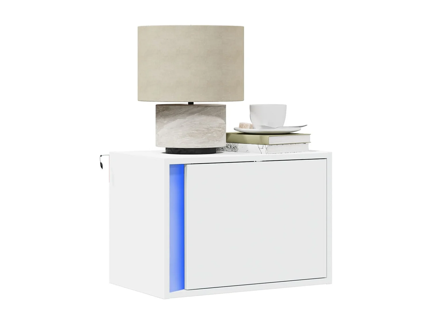 Mesa de cabeceira de parede com luzes LED branco
