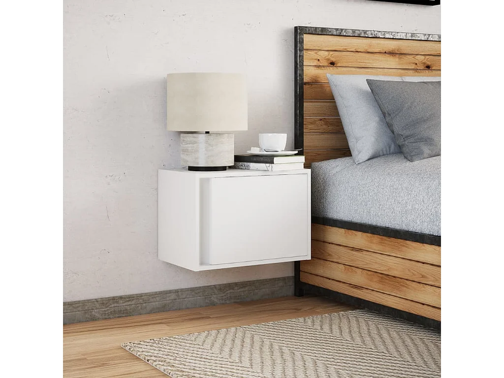 Mesa de cabeceira de parede com luzes LED branco