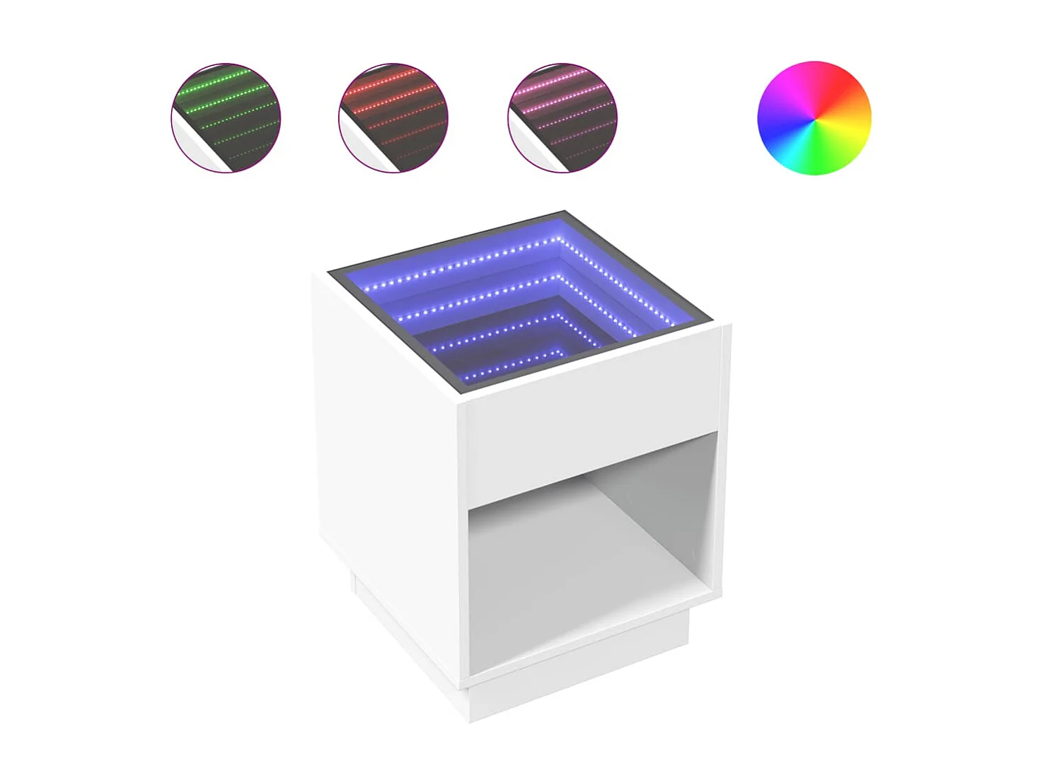 Mesita de noche con Infinity LED blanca 40x40x50 cm