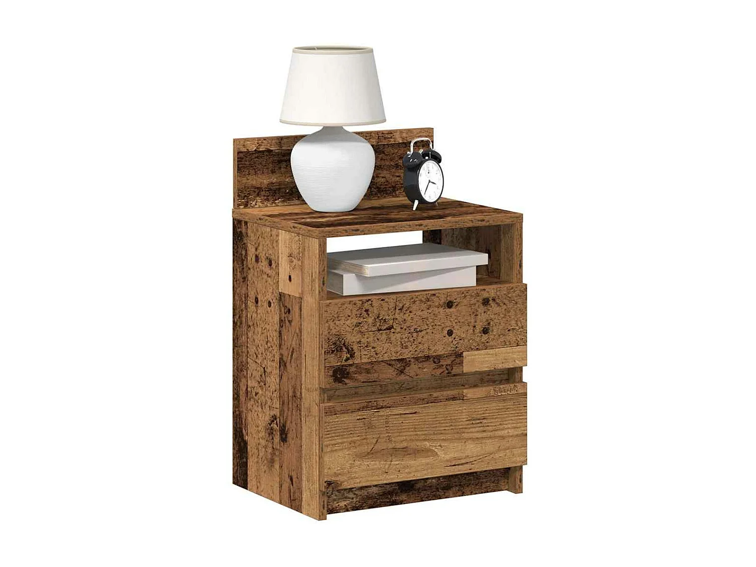 Nachtkastje met 2 lades 40x33x60 cm oud houtkleurig