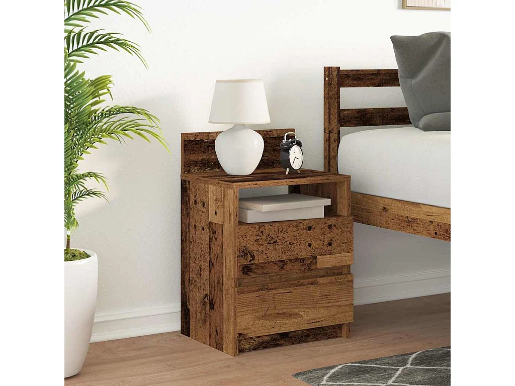 Nachtkastje met 2 lades 40x33x60 cm oud houtkleurig