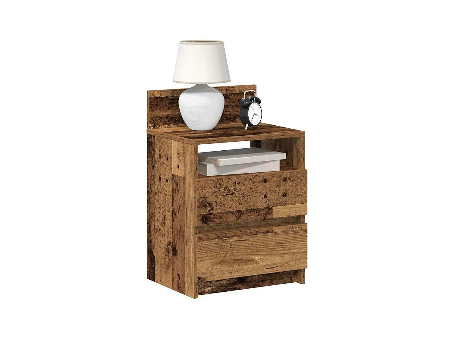 Table de chevet avec 2 tiroirs vieux bois 40x33x60 cm