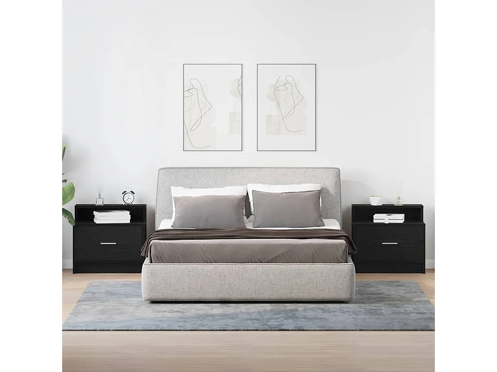 Nachtkastjes 2 st met lade 51x31x47 cm zwart eikenkleurig