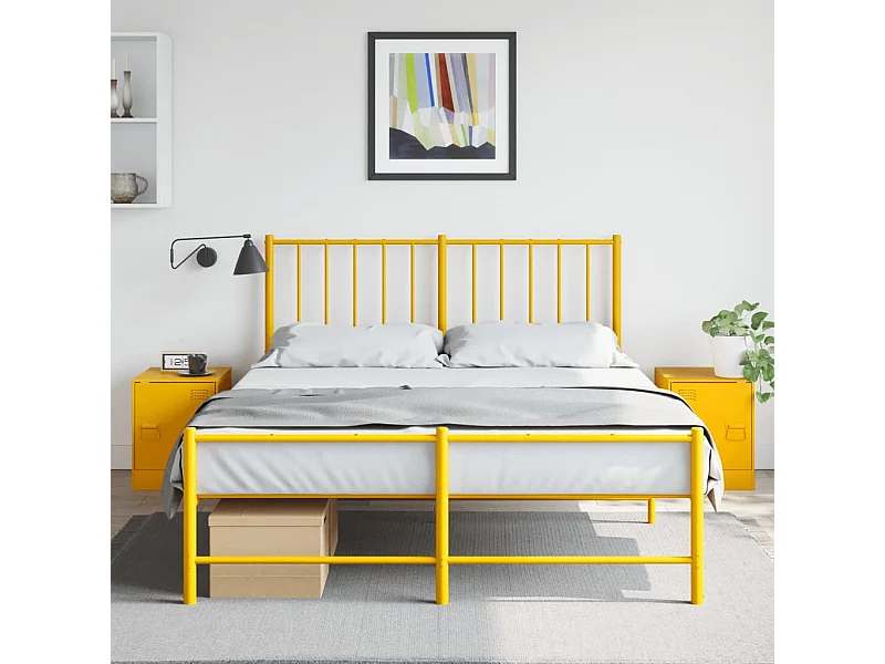 Tables de chevet 2 pièces jaune moutarde 34,5x39x44 cm acier