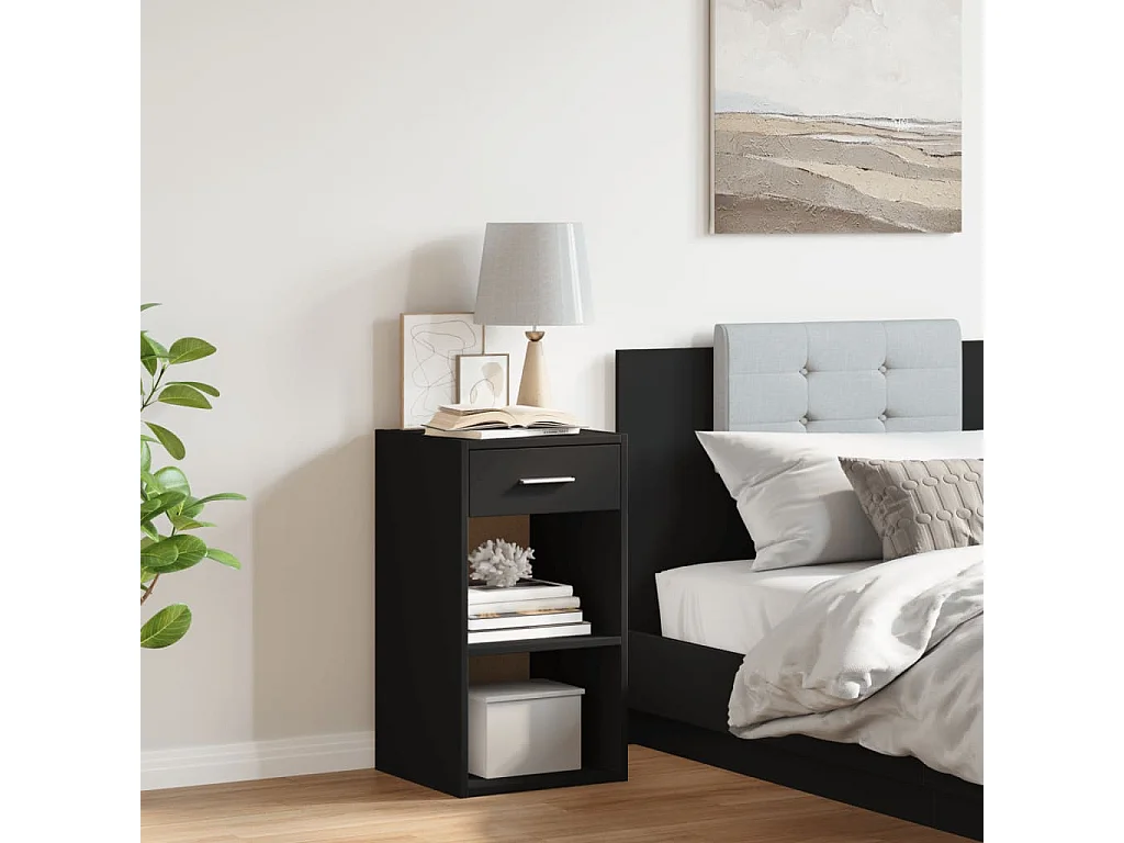 Table de chevet noir 35x34x65 cm bois d’ingénierie
