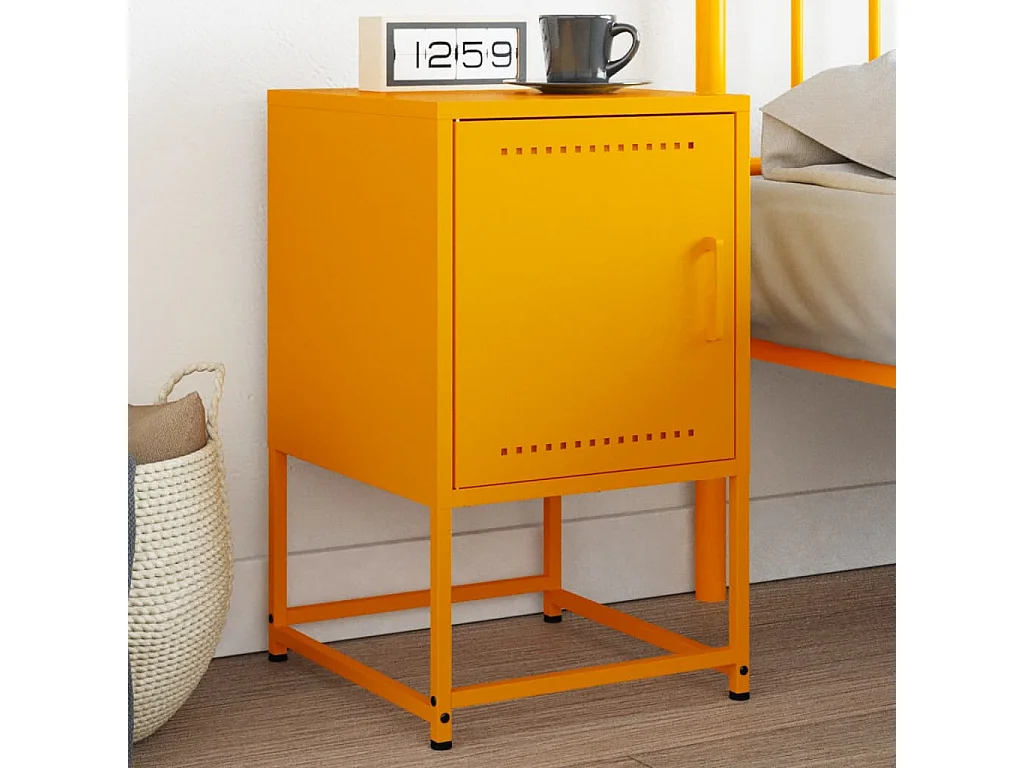 Table de chevet jaune moutarde 36x39x60,5 cm acier