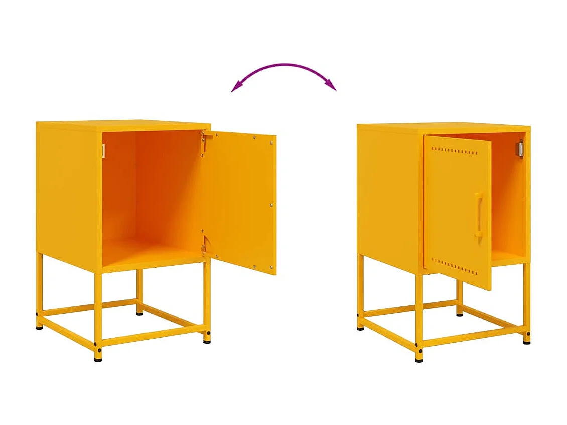 Table de chevet jaune moutarde 36x39x60,5 cm acier