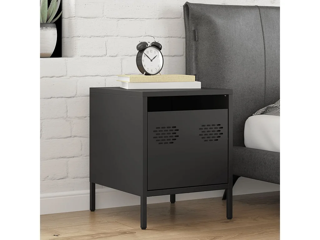 Table de chevet noir 35x39x43,5 cm acier