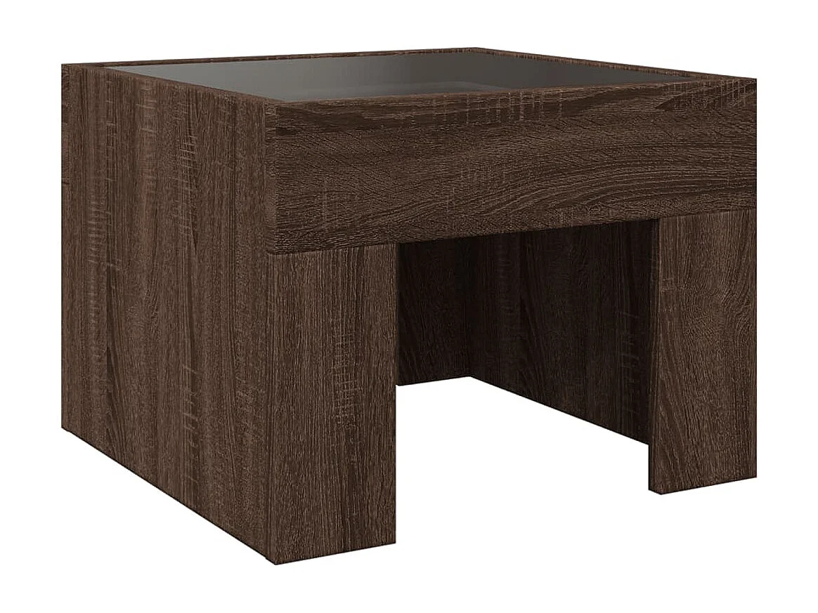 Nachtkastje met Infinity LED 40x40x30 cm bruin eikenkleurig