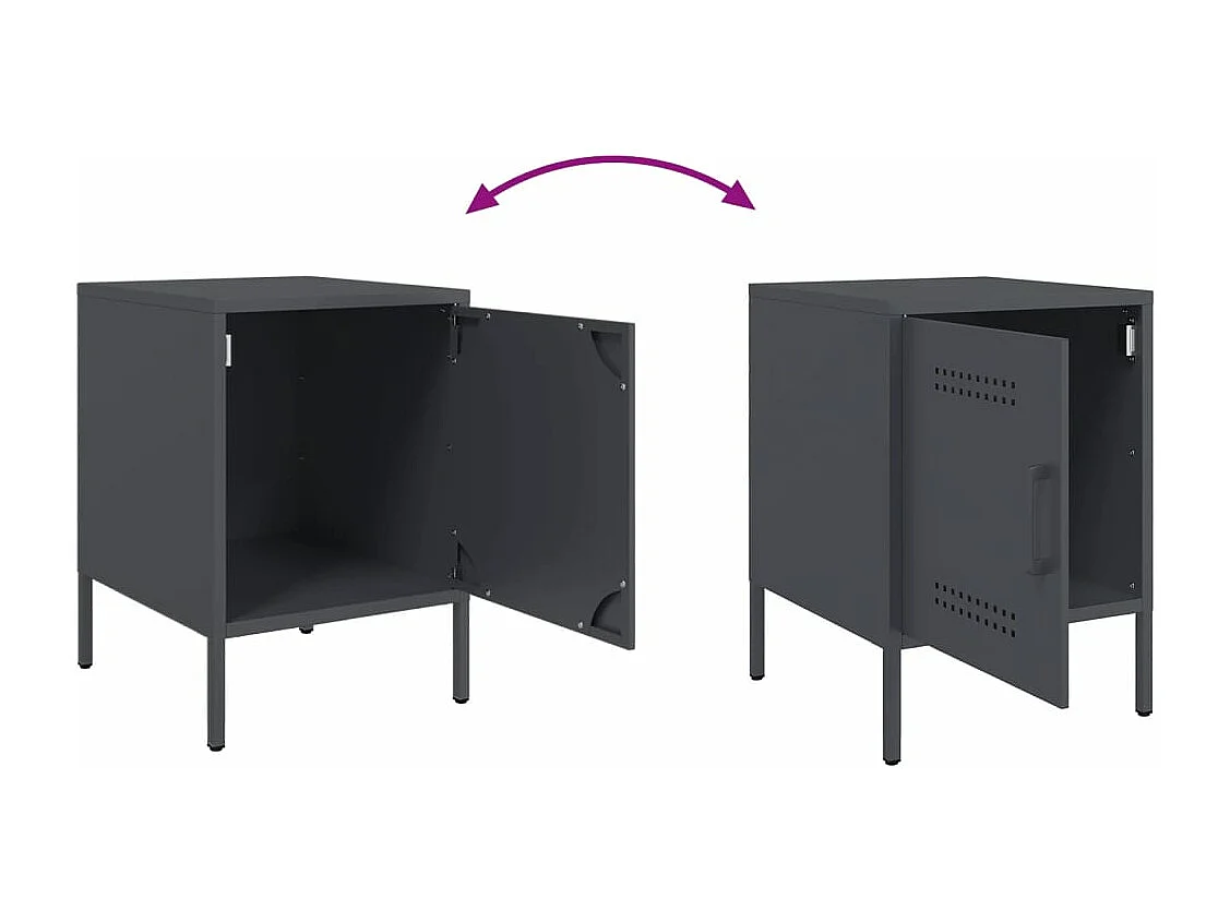 Tables de chevet 2 pièces anthracite 36x39x50,5 cm acier