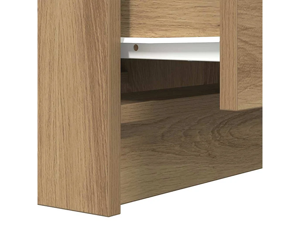 Table de chevet avec 2 tiroirs chêne artisanal 38x34x80 cm