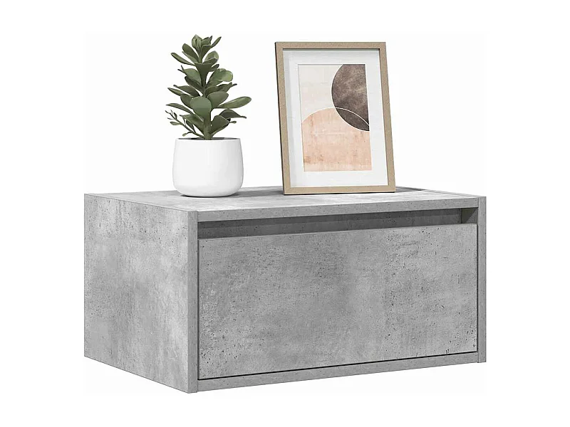 Tables de chevet murales avec lumières LED 2 pièces gris béton