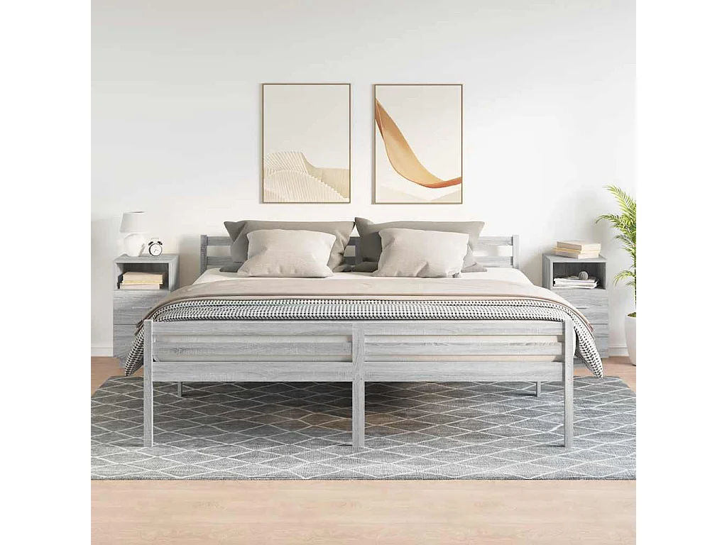 Tables de chevet 2 pièces avec 2 tiroirs sonoma gris 36x36x68 cm