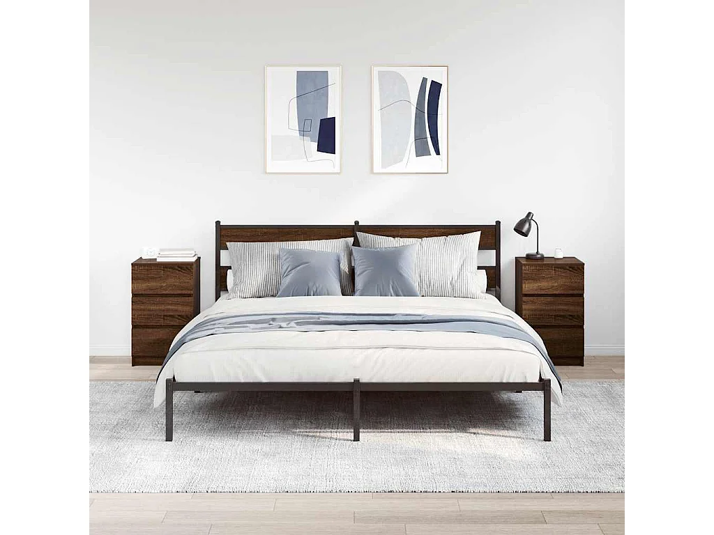 Nachtkastjes met 3 lades 2 st 39x35x65 cm bruin eikenkleurig