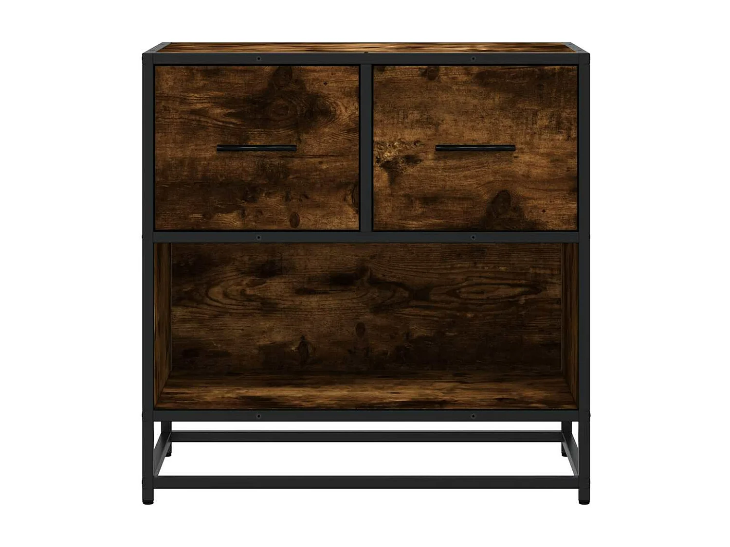 Table de chevet chêne fumé 60x31x60 cm bois ingénierie et métal