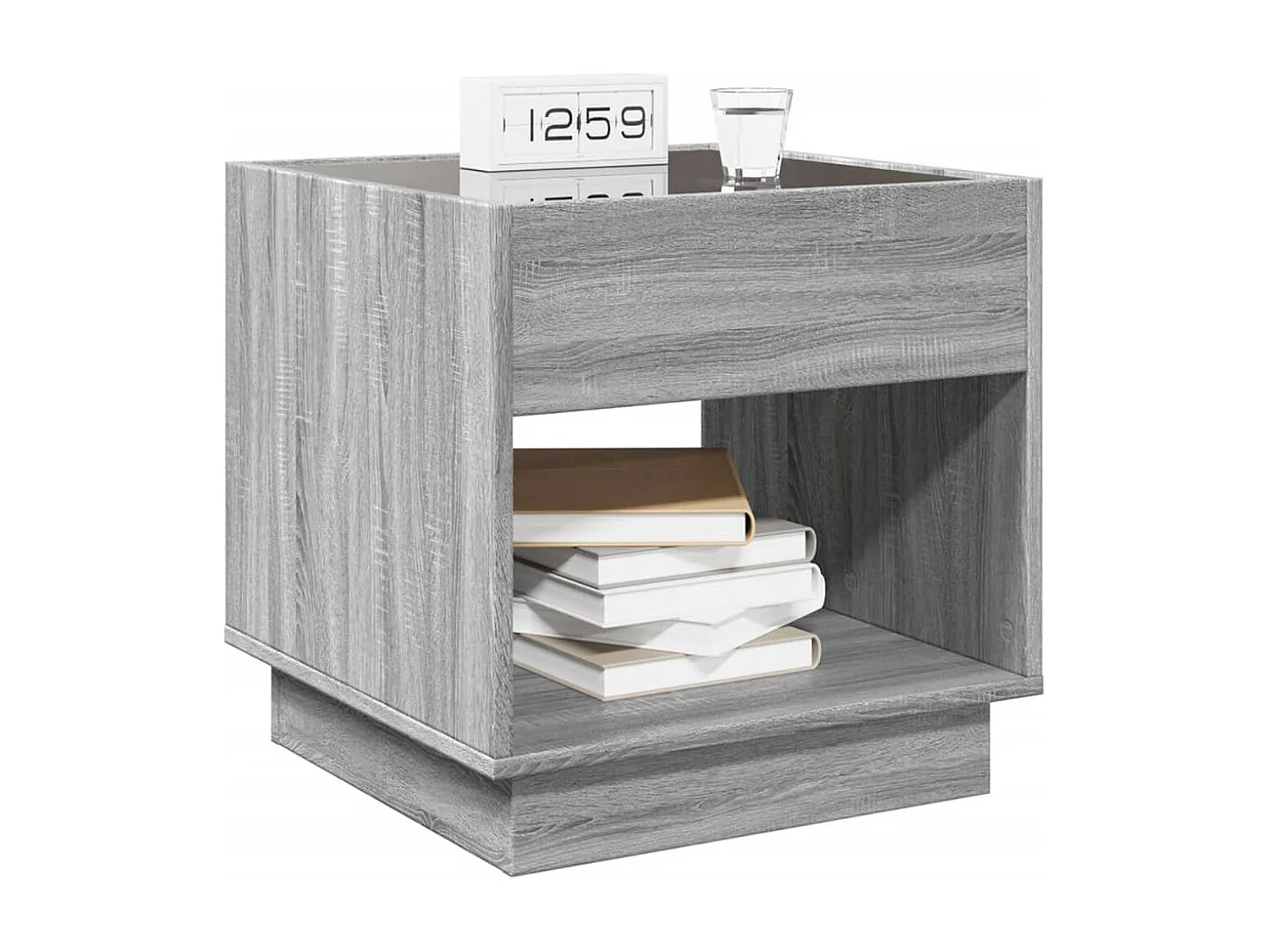 Table de chevet avec LED infini sonoma gris 50x50x50 cm