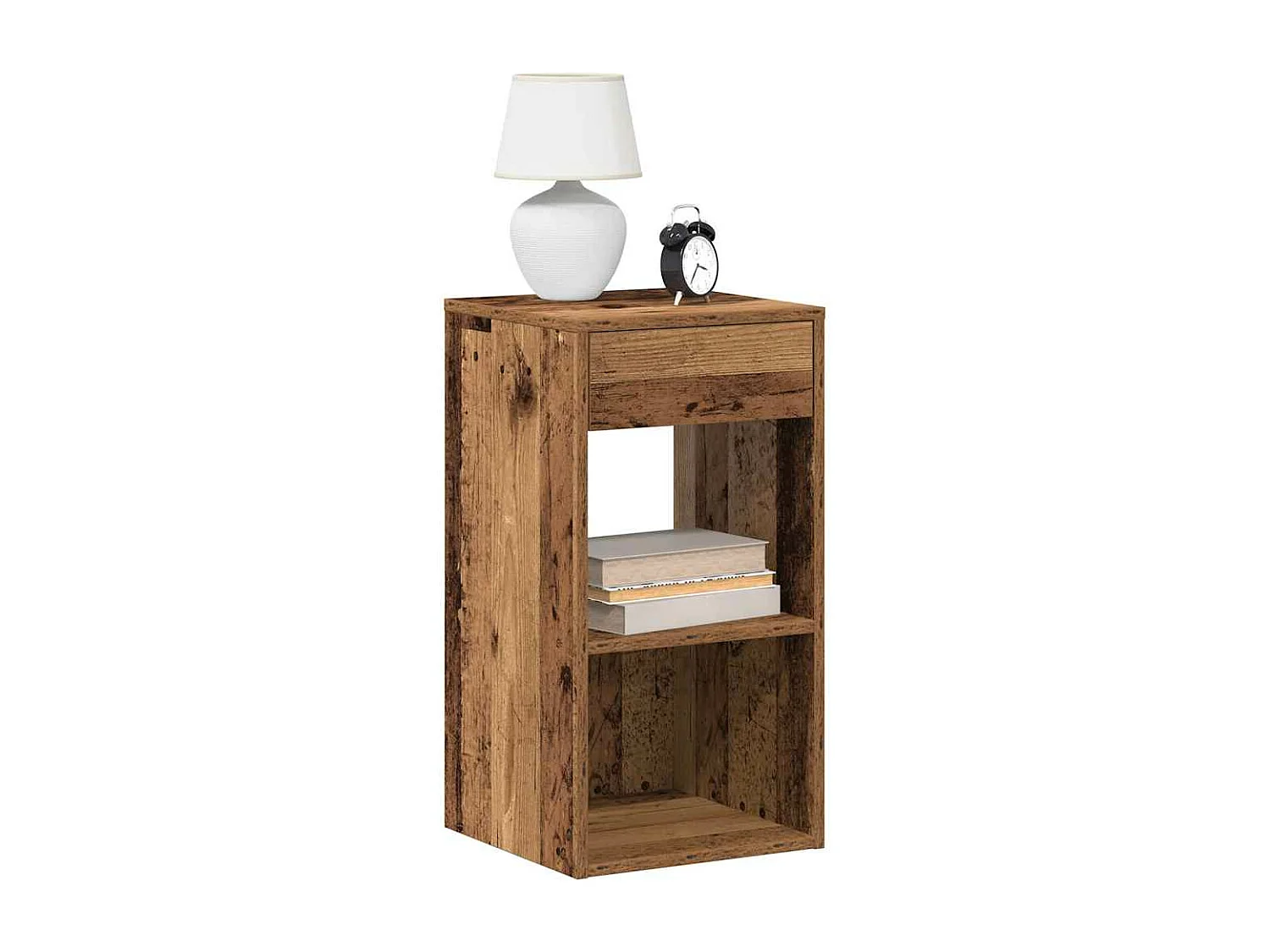 Tables de chevet avec tiroir 2 pièces vieux bois 35x34x66,5 cm