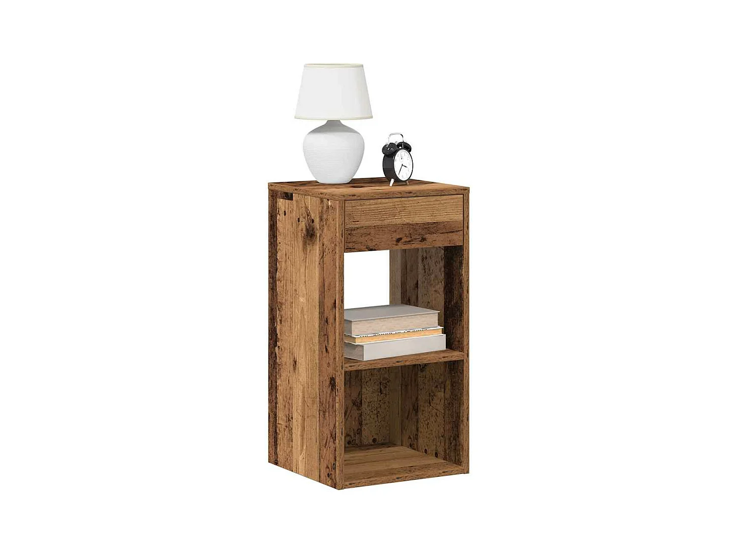 Tables de chevet avec tiroir 2 pièces vieux bois 35x34x66,5 cm