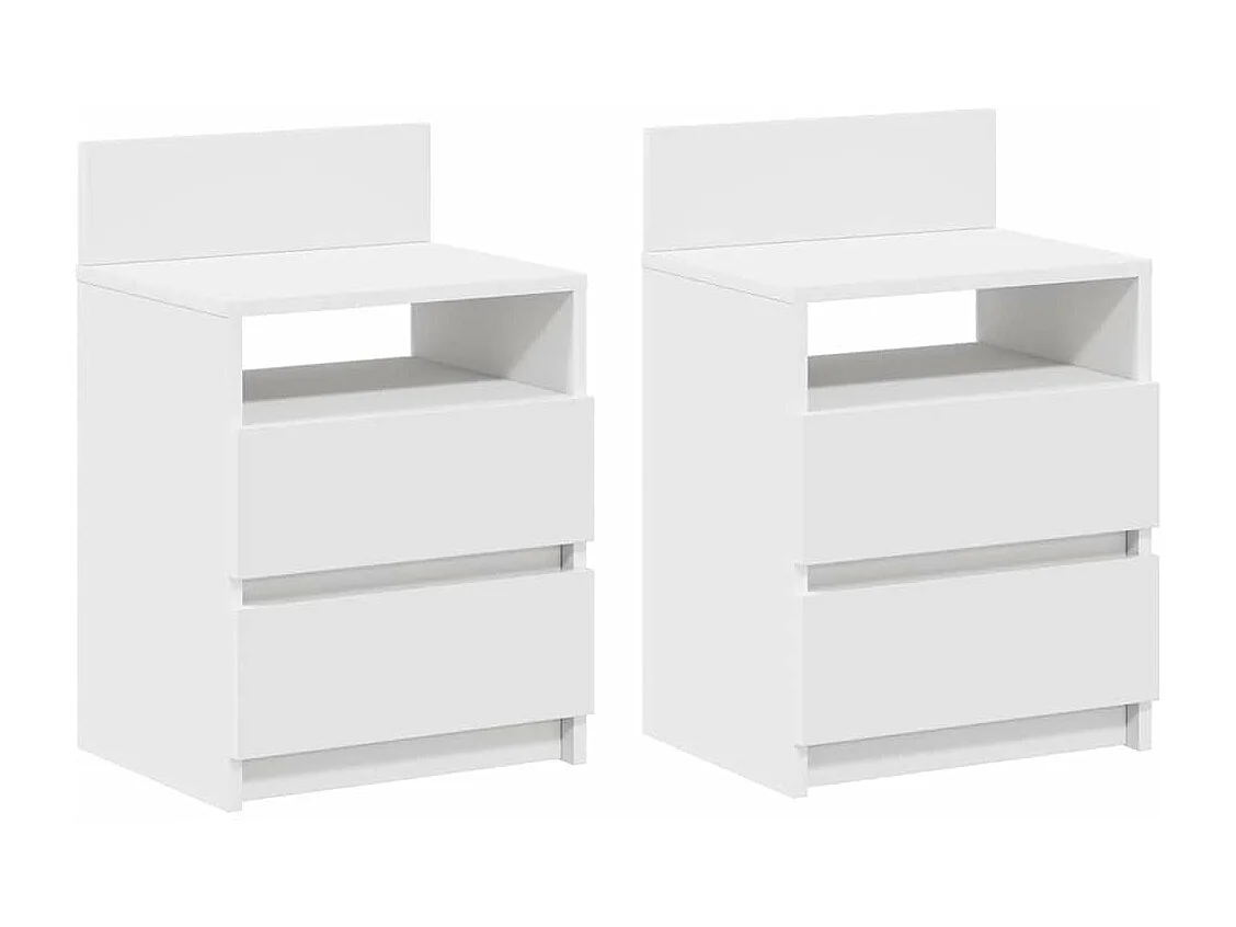Nachtkastjes 2 st met 2 lades 40x33x60 cm wit