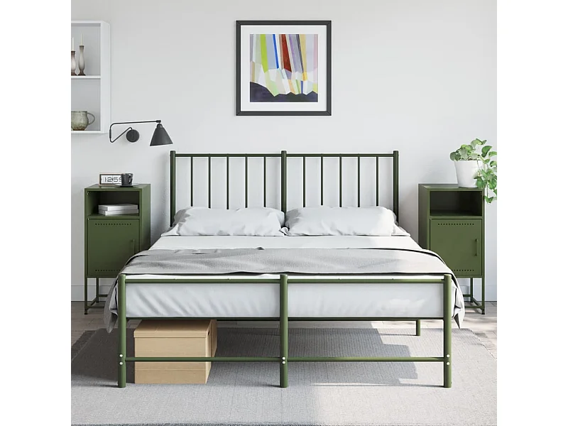 Mesas de cabeceira 2 peças 36x39x78 cm aço verde-azeitona